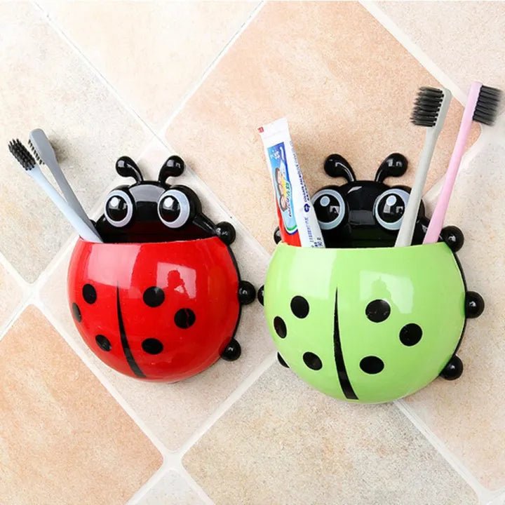 Cute Ladybug Toothbrush Wall Holder Bathroom Cartoon Set Toothbrush Container 1 Piece (Multicolor) - AlifdukanAlifdukan types here :)