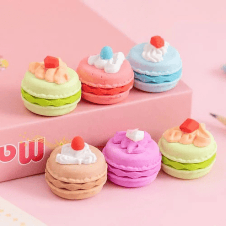 Cute Macaron Dessert Erasers Creative Rubber Pencil Eraser for Kids Pcs Set - AlifdukanAlifdukan types here :)