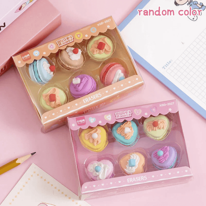 Cute Macaron Dessert Erasers Creative Rubber Pencil Eraser for Kids Pcs Set - AlifdukanAlifdukan types here :)