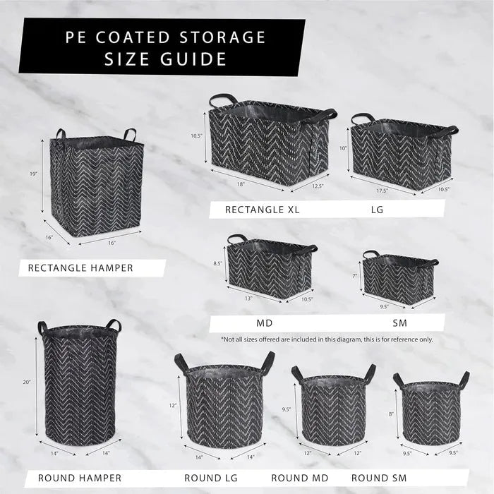 DII Laundry Storage Collection, PE Coated Collapsible Bin with Handles, Black Lattice, Extra - Large Set, 12.5x17.5x10.5" - AlifdukanAlifdukan types here :)