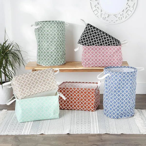 DII Laundry Storage Collection, PE Coated Collapsible Bin with Handles, Black Lattice, Extra - Large Set, 12.5x17.5x10.5" - AlifdukanAlifdukan types here :)