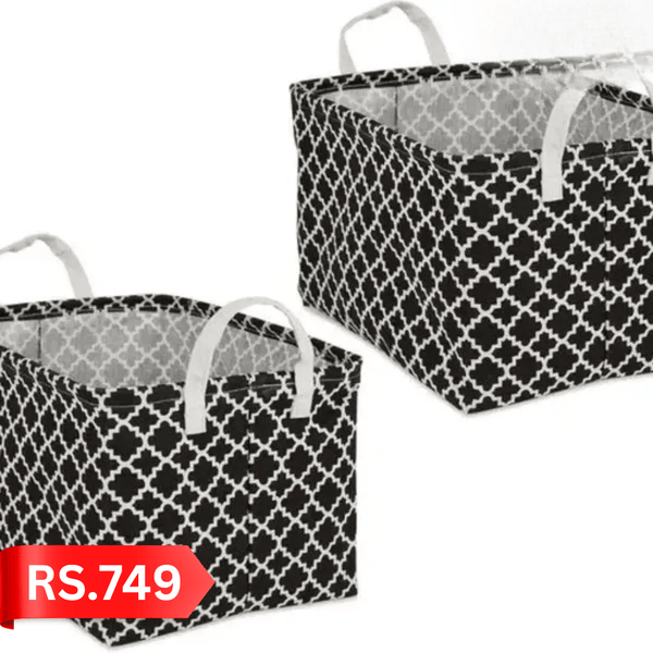 DII Laundry Storage Collection, PE Coated Collapsible Bin with Handles, Black Lattice, Extra - Large Set, 12.5x17.5x10.5" - AlifdukanAlifdukan types here :)
