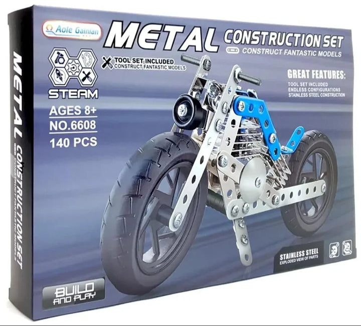 Diy Stem Building Educational Kit Toys 140 Pcs Metal Assembled 3d Model Simulation Motorcycle - AlifdukanAlifdukan types here :)