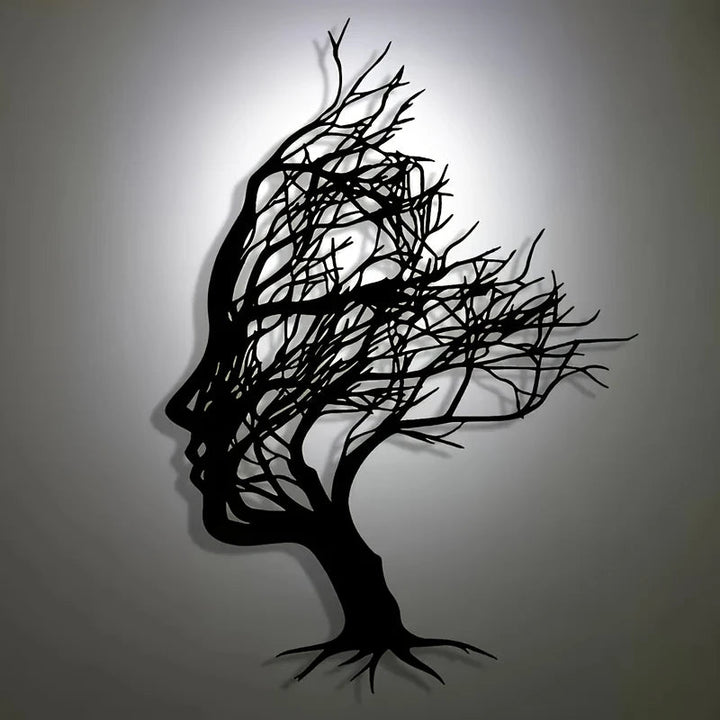 Dreamy Branches Design with Herringbone Pattern, 