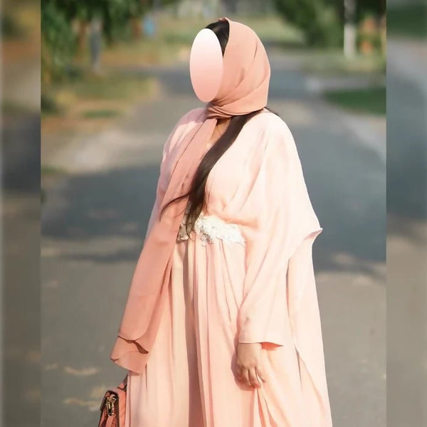 Dusty pink Flower Dress /Abaya - AlifdukanBUY AURA.PK types here :)