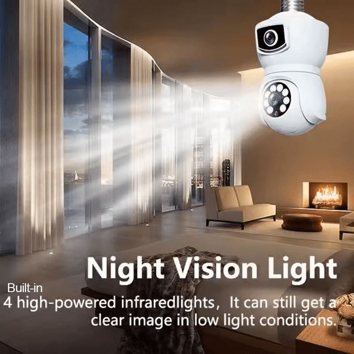 E27 Bulb WiFi Camera PTZ Dual - lens Anti - theft Motion Detection IR Night Vision Rotate iP cam - AlifdukanAlifdukan types here :)