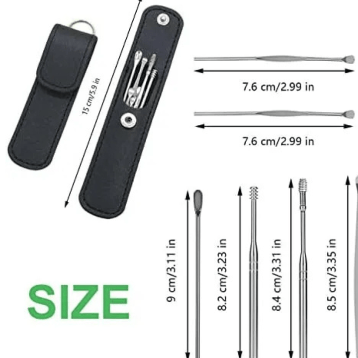 Ear Wax Cleaning Kit, 6 Pcs Ear Pick Tools, Wax Removal Kit, Ear Cleaning Tool Set, Spring Earwax Cleaner Tool for Children and Adult Multicolor - AlifdukanAlifdukan types here :)