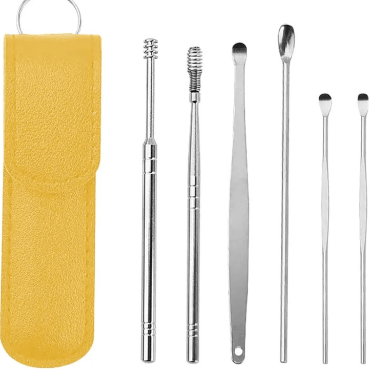 Ear Wax Cleaning Kit, 6 Pcs Ear Pick Tools, Wax Removal Kit, Ear Cleaning Tool Set, Spring Earwax Cleaner Tool for Children and Adult Multicolor - AlifdukanAlifdukan types here :)