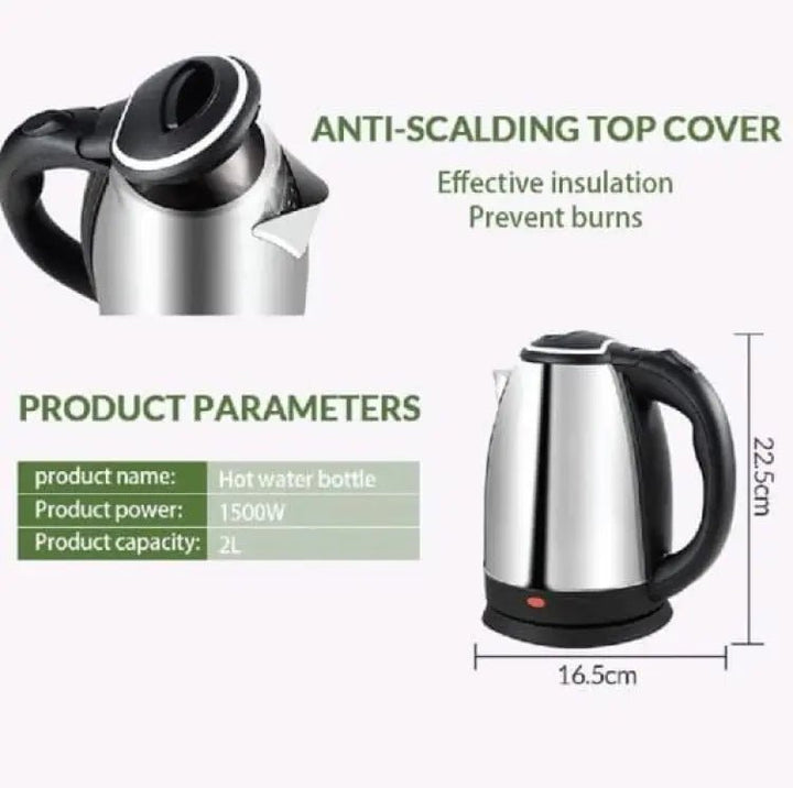 Electric Kettle Stainless Steel Body With 2.0 Liter Capacity, Automatic Turn Off Technology Electric Cattle Premium Quality & Polished Body Kettle - AlifdukanAlifdukan types here :)