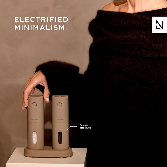 Electric Salt and Pepper Grinder Set I Automatic Salt and Pepper Mills with Adjustable Ceramic Grinder I USB Rechargeable Electric Spice Grinder Set (Sage) - AlifdukanAlifdukan types here :)