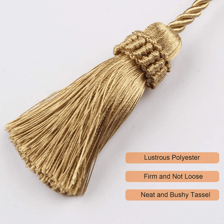 Fenghuangwu Curtain Tiebacks Handmade Decorative Curtain Holdbacks Rope with Tassel (Gold, 2P) - AlifdukanAlifdukan types here :)