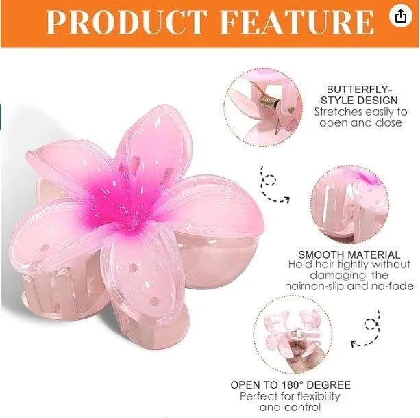 Flower Hair Clips For Girls Stylish Korean | Fancy Hair Claw Clips For Girls Korean |Korean Flower Gradient Egg Large Candy Colour Hair Claw Clips Catchers For Girls - AlifdukanAlifdukan types here :)