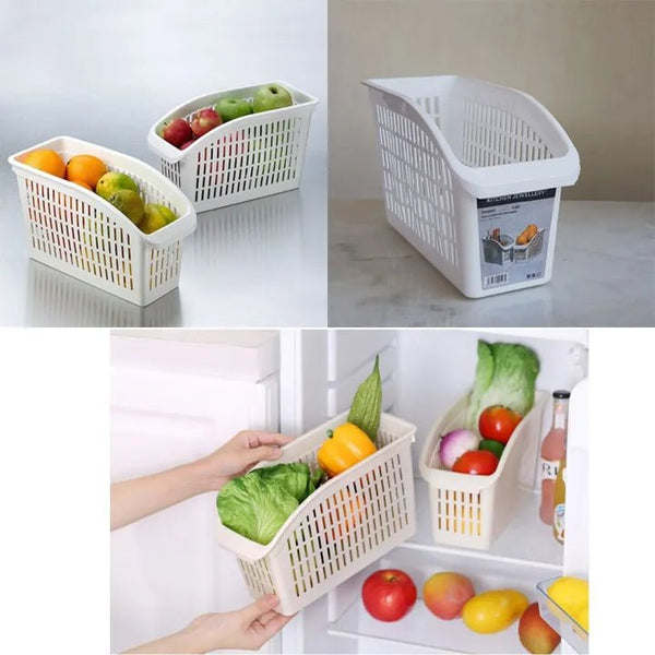 Fridge Organizer Fresh Spacer Layer Storage Rack Fruit Basket Refrigerator Pull - out Drawers Fridge Freezer Storage Organizer Bins Sliding Under Shelf Door Freezer Container Box (Random Color) Compact Kitchen Organizer Plastic Basket Fruits Veg - AlifdukanAlifdukan types here :)