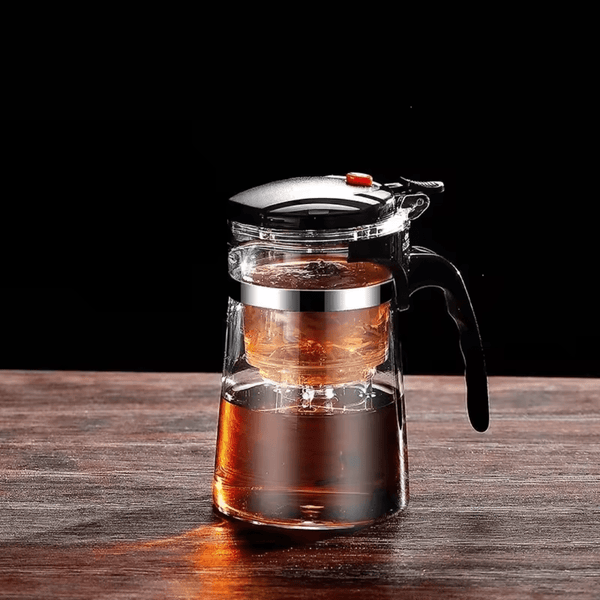 Glass Coffee Pot Teapot with Removable Infuser,Clear Tea Kettle with One Button Press Filter Loose Leaf Brewing Coffee Maker 900ML - AlifdukanAlifdukan types here :)