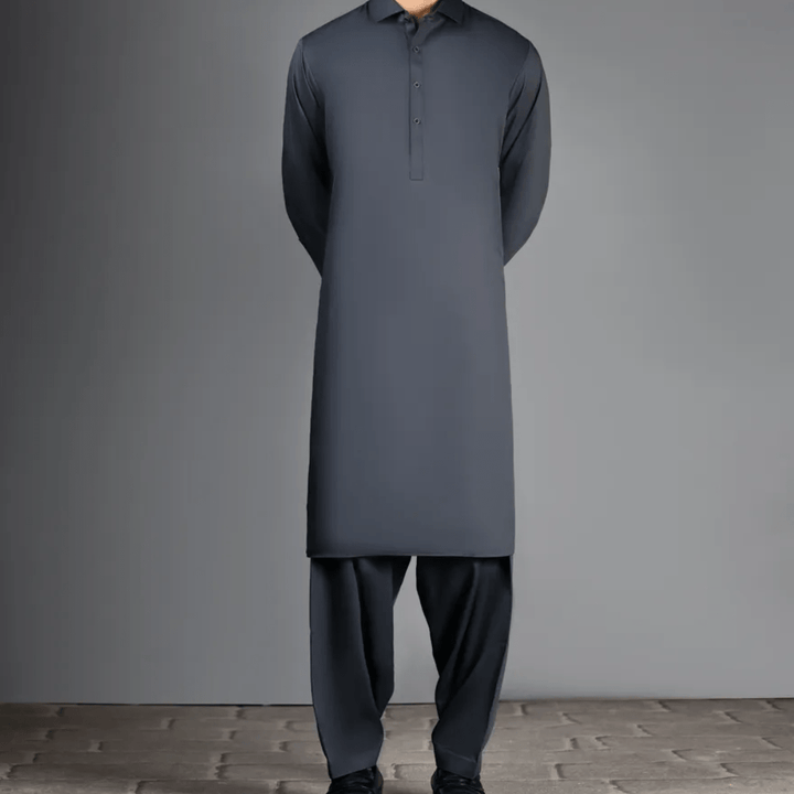 GREY BLENDED KAMEEZ SHALWAR - AlifdukanAlifdukan types here :)