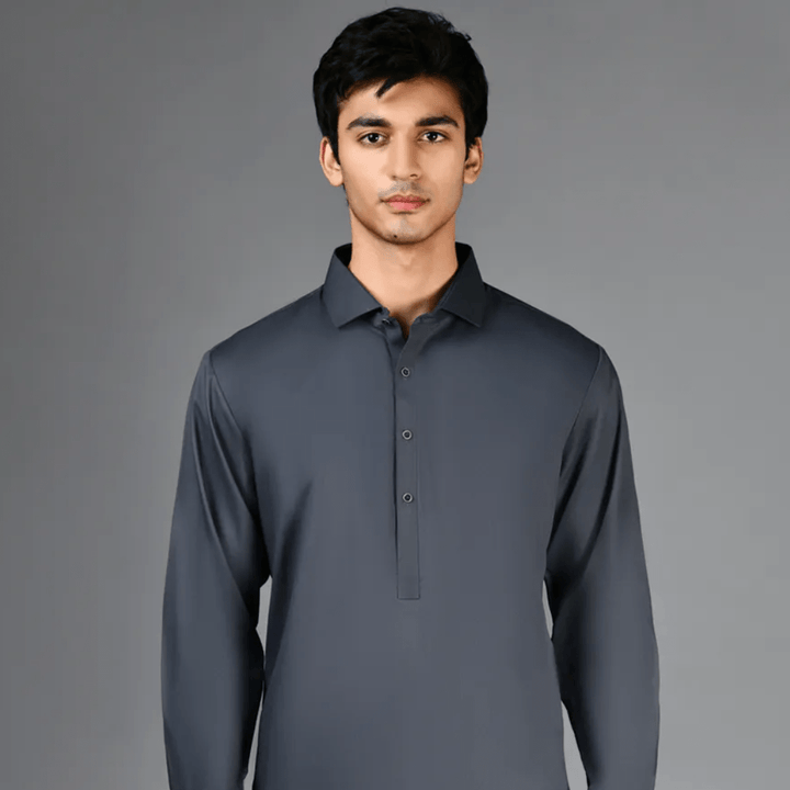 GREY BLENDED KAMEEZ SHALWAR - AlifdukanAlifdukan types here :)