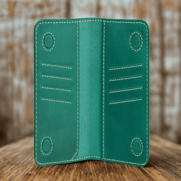 Handcrafted Teal Leather Snap Closure Wallet - Alifdukanstylebyalif types here :)