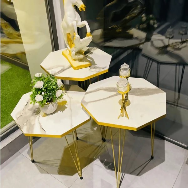 Hexa White / black Side Table /Coffee Tabl - AlifdukanBUY AURA.PK types here :)