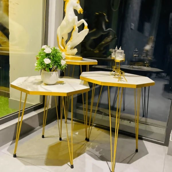 Hexa White / black Side Table /Coffee Tabl - AlifdukanBUY AURA.PK types here :)