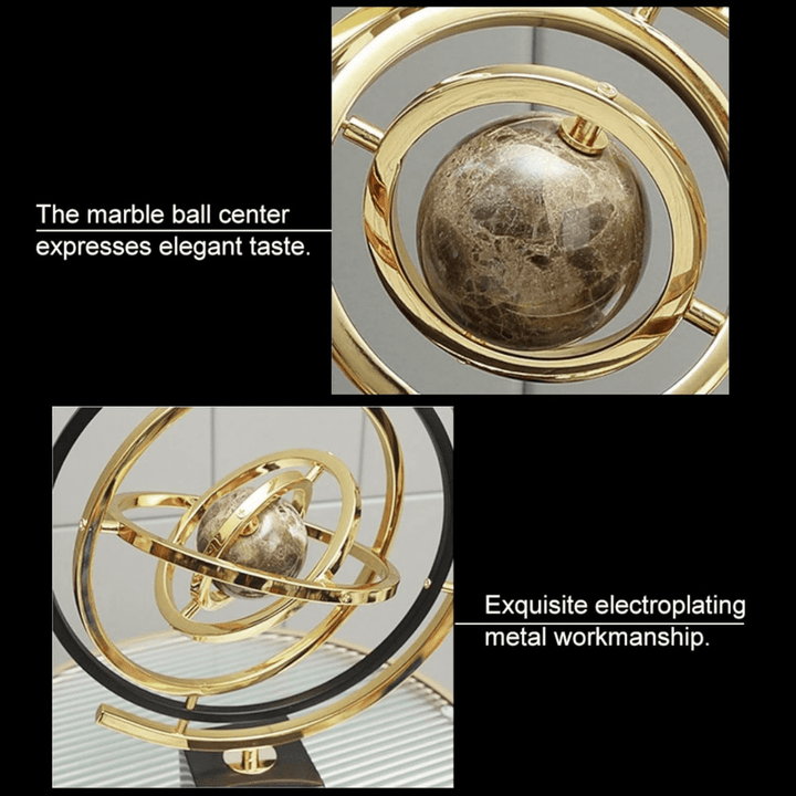 homary Modern Sculpture Decor Abstract Art Decoration Metal Globe Ornament Living Room Decor with Rectangle Stand Black & Gold - AlifdukanAlifdukan types here :)