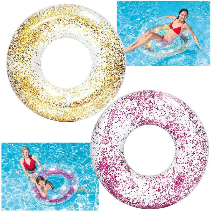 INTEX Transparent Glitter Tubes ( 46.8inch ) Inflatable Swimming Tubes Pool Swim Ring - AlifdukanAlifdukan types here :)