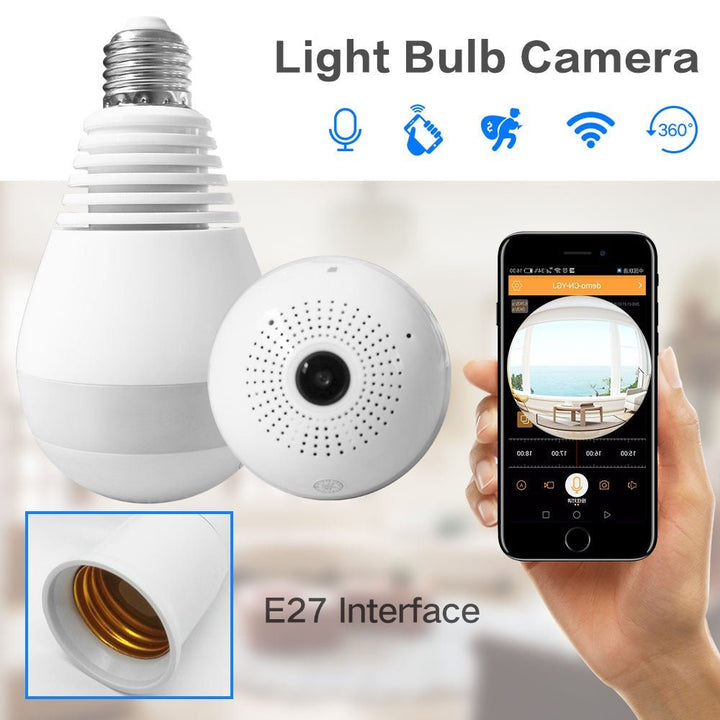 IP WIRELESS PANORAMIC BULB CAMERA 1080P HD 2MP WITH V380 PRO APP - AlifdukanAlifdukan types here :)