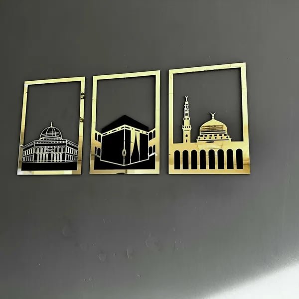 Kaaba, Masjid Al Aqsa, Masjid An Nabawi, Masjid Al Haram Islamic Wall Art - AlifdukanAmna Ali types here :)