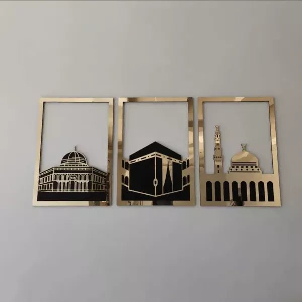 Kaaba, Masjid Al Aqsa, Masjid An Nabawi, Masjid Al Haram Islamic Wall Art - AlifdukanAmna Ali types here :)
