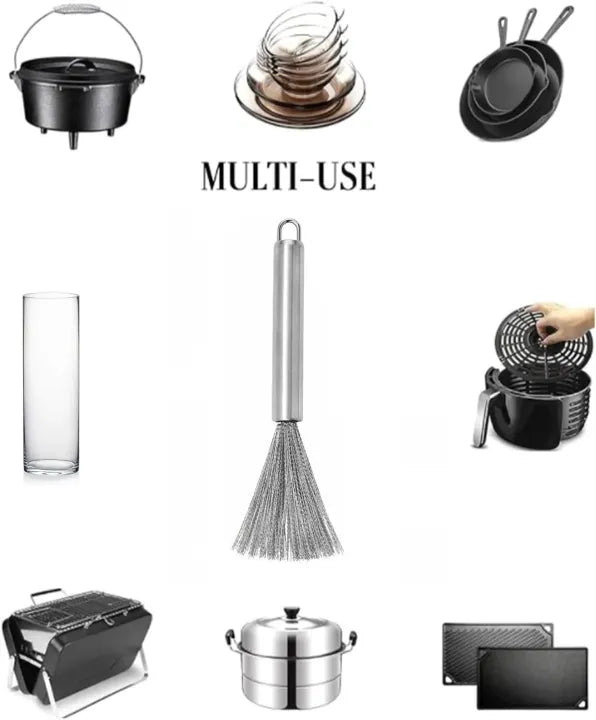 Kitchen Brush, Pan Scrubber, Wok Brush, Pot Scrubber, Dishes Scrub Brush, Steel Scrubbers for Cleaning Dishes, Steel Wool Scrubber with Handle, Steel Scrubber, Steel Scrubber Brush (Kitchen Brush) - AlifdukanAlifdukan types here :)