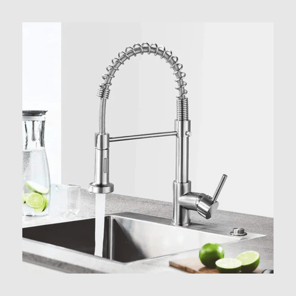 Kitchen Tap, Kitchen Sink Mixer Tap 360° Swivel Pull Out Spray Head, Kitchen Taps Single Handle 2 - Modes Sprayer, Spring Kitchen Faucet Brushed Nickel - AlifdukanAlifdukan types here :)