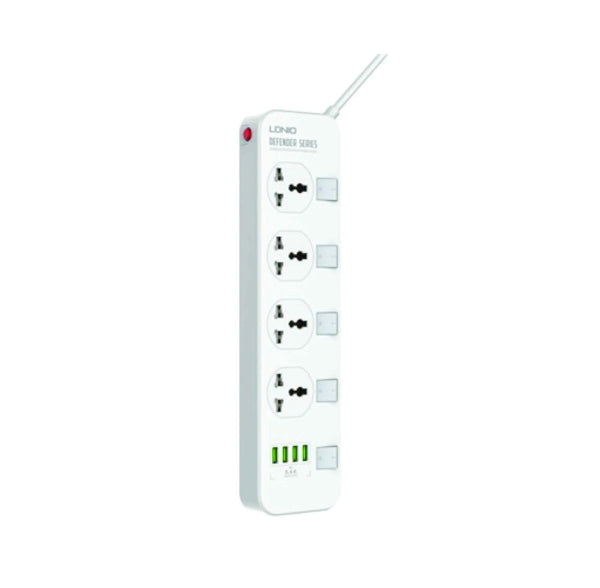 LDNIO SC4408 2500W Defender Series 4Ports Universal Power Strip White EU Plug - AlifdukanItechnology types here :)