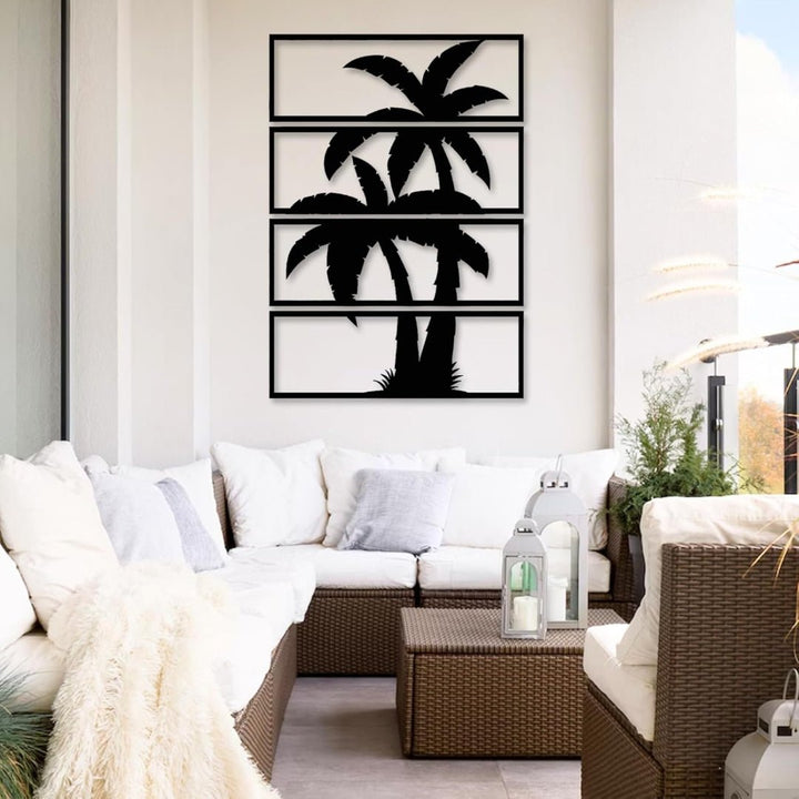 Metal Palm Tree Wall Decor, Metal Palm Tree Decor 4 Panels, Metal Palm Tree Outdoor Decor, Metal Tree Wall Art, Palm Tree Metal Wall Decor, Living Room Wall Art, Holiday Gift 16x28 inches ( - AlifdukanAlifdukan types here :)