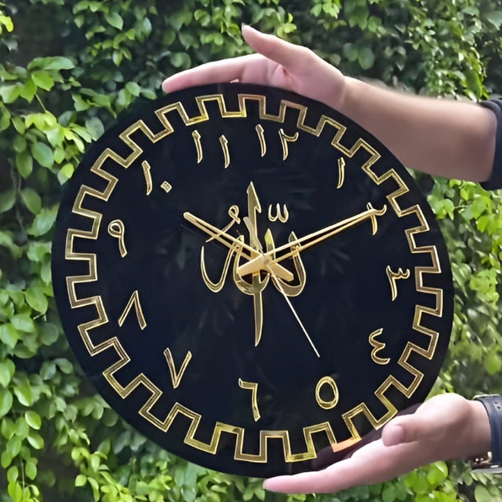 "Midnight Majesty – Arabic Numeral Islamic Wall Clock" - AlifdukanMini Supplier types here :)