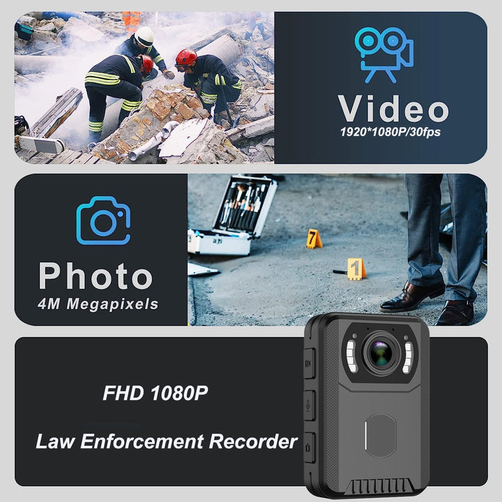 Mini Body Camera Video Recorder, Waterproof Wearable Video Recorder with Night Vision, HD1080P,9 - 10 HR Battery Life, 2.0 inch Screen, for Law Enforcement，Security Guard， - AlifdukanAlifdukan types here :)