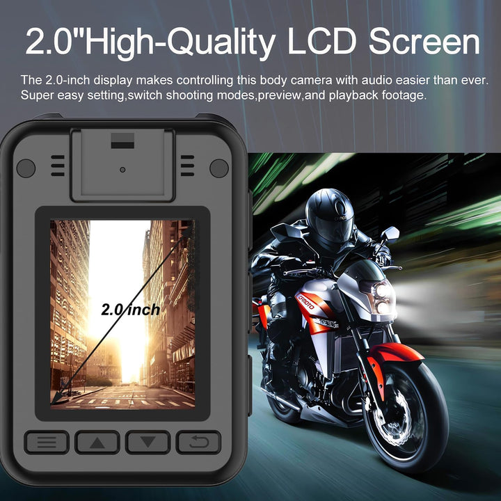 Mini Body Camera Video Recorder, Waterproof Wearable Video Recorder with Night Vision, HD1080P,9 - 10 HR Battery Life, 2.0 inch Screen, for Law Enforcement，Security Guard， - AlifdukanAlifdukan types here :)
