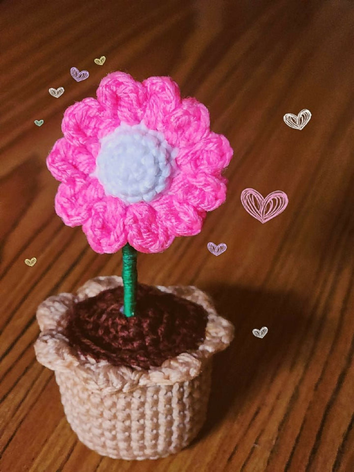 Mini Crochet Flower Pot - Handmade Gift & Room Decor - AlifdukanCrochet By Tashu types here :)