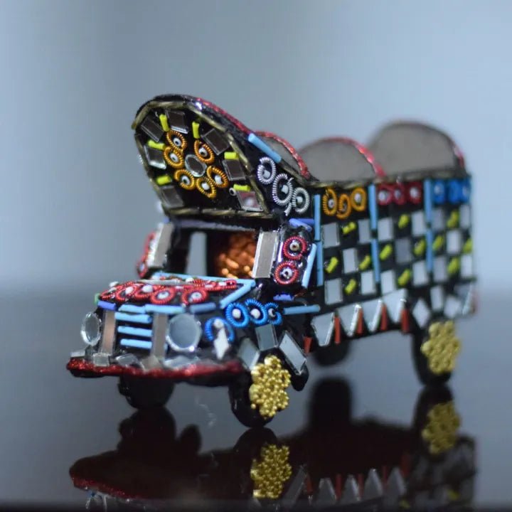 Miniature Mirrored Truck, Traditional Truck Home Decor, Glass Decorated Truck. - AlifdukanAlifdukan types here :)