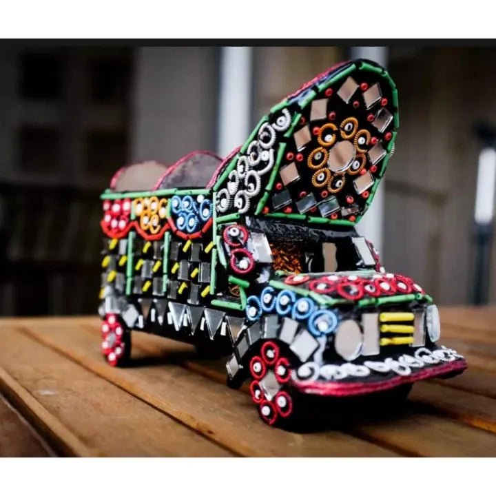 Miniature Mirrored Truck, Traditional Truck Home Decor, Glass Decorated Truck. - AlifdukanAlifdukan types here :)