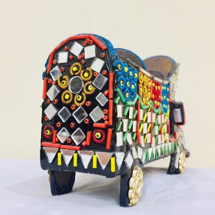 Miniature Mirrored Truck, Traditional Truck Home Decor, Glass Decorated Truck. - AlifdukanAlifdukan types here :)