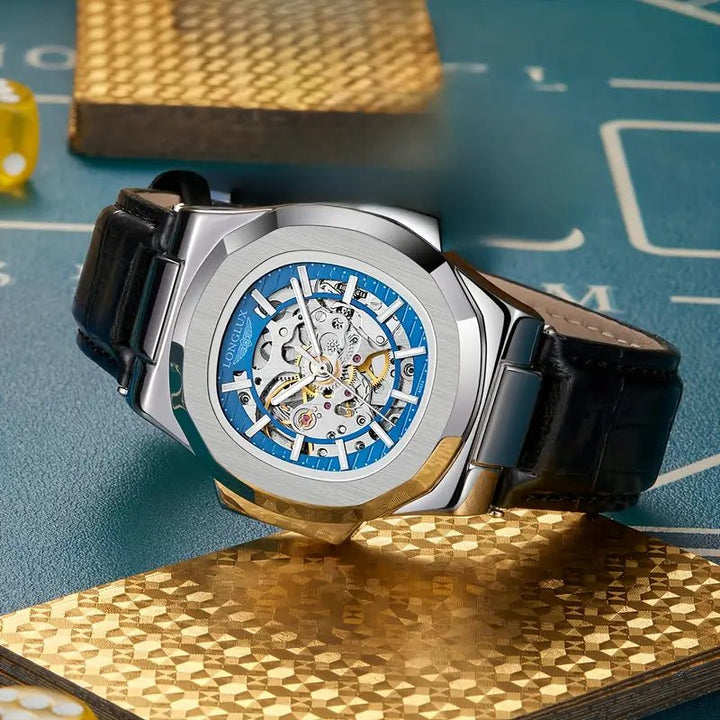 Model 8057P Features a 4.1Cm Barrel - Shaped Faux Leather Strap, a Square Dial, And Is a Waterproof Mechanical Watch Suitable for Business And Casual Wear, with a Mineral Glass Face And Deep Water Resistance, Without Battery - AlifdukanAlifdukan types here :)