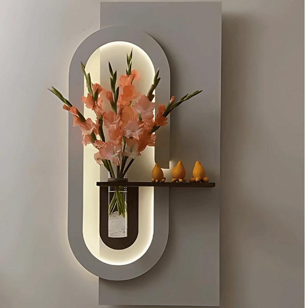Modern LED Wall Art with Vase & Decorative Shelf – Floral Accent Light for Living Room & Entryway(24x18 Inches) - AlifdukanMini Supplier types here :)