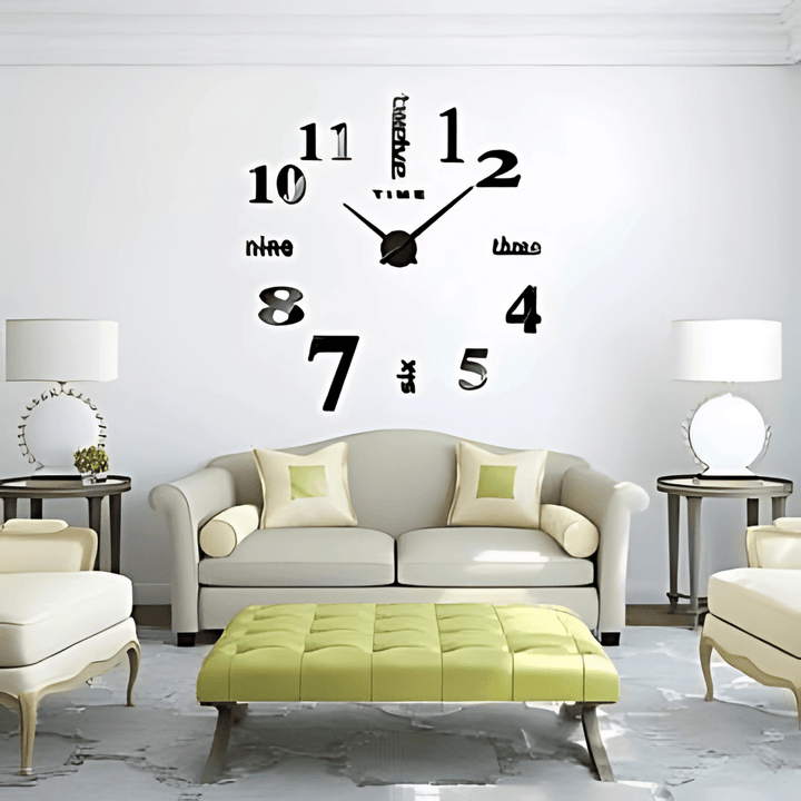 M.Sparkling Large Mirror Wall Clock 3D Hanging Clock Bracket Clock Black Silver^. - AlifdukanAlifdukan types here :)
