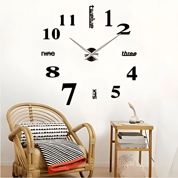M.Sparkling Large Mirror Wall Clock 3D Hanging Clock Bracket Clock Black Silver^. - AlifdukanAlifdukan types here :)