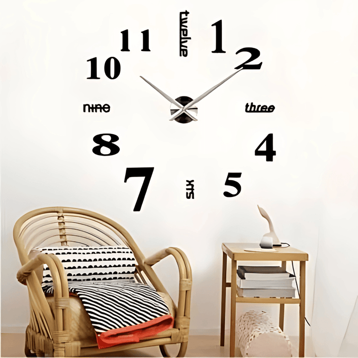 M.Sparkling Large Mirror Wall Clock 3D Hanging Clock Bracket Clock Black Silver^. - AlifdukanAlifdukan types here :)