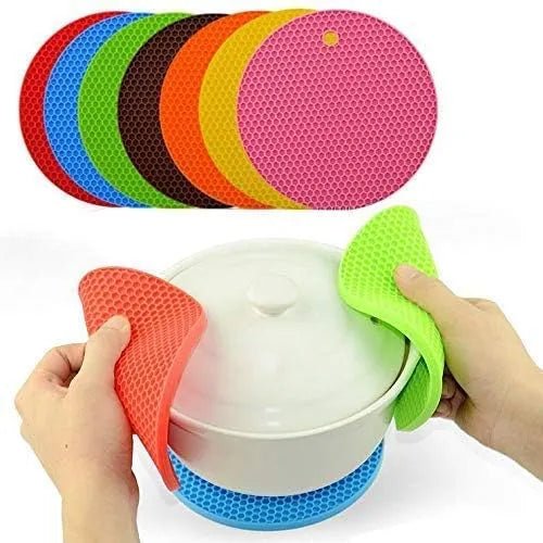 Multi - Purpose Silicone Trivet Mats Round Pot Holder Hot Pot Mats Hot Pad Jar Opener Spoon Rest Heat Resistant Non - Slip - AlifdukanAlifdukan types here :)
