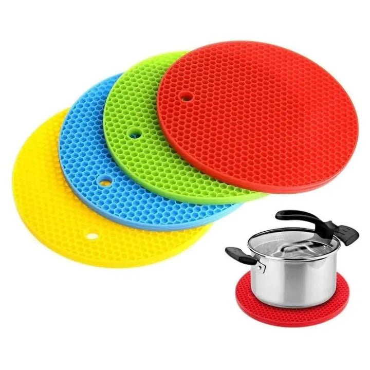 Multi - Purpose Silicone Trivet Mats Round Pot Holder Hot Pot Mats Hot Pad Jar Opener Spoon Rest Heat Resistant Non - Slip - AlifdukanAlifdukan types here :)