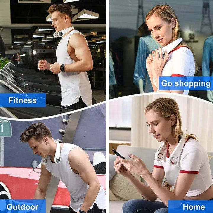 Neck Fan Portable Bladeless neck fans rechargeable USB Cooling Fan Super Strong hanging neck fan Portable Personal Fan Super Quiet Fan Dual Cooling Fan Summer Fan for Outdoor Sports Home Office Travel - AlifdukanAlifdukan types here :)