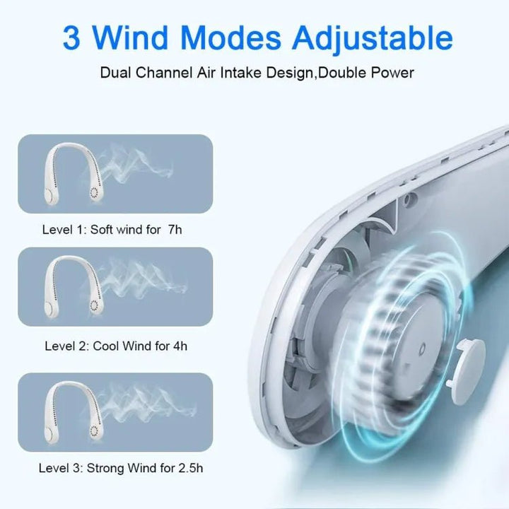 Neck Fan Portable Bladeless neck fans rechargeable USB Cooling Fan Super Strong hanging neck fan Portable Personal Fan Super Quiet Fan Dual Cooling Fan Summer Fan for Outdoor Sports Home Office Travel - AlifdukanAlifdukan types here :)