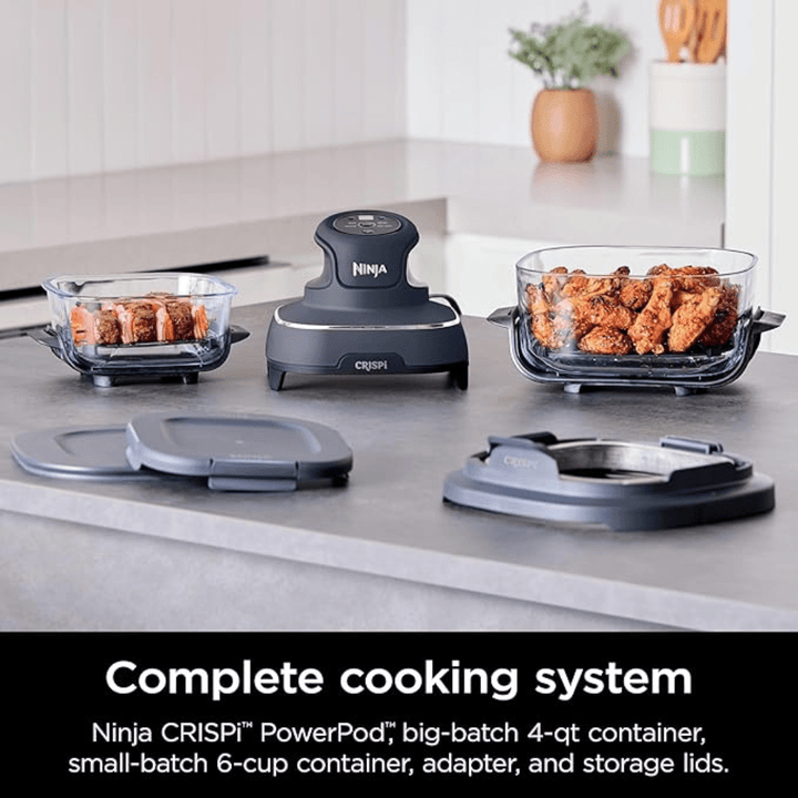 Ninja Crispi - Portable Cooking System with Crispi PowerPod, 6 - Cup and 4 - Quart TempWare Glassware, Thermal Shock Resistant, Storage Lids, Microwave Safe - AlifdukanAlifdukan types here :)