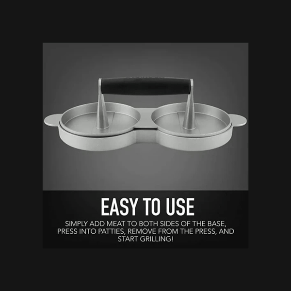 Non - stick Double burger press, Aluminum round manual Hamburger press, Burger patties, Patty press, burger maker, wooden handle, grill accessories, stainless steel, grilling kitchen, beef, turkey, gas grill, kitchen tool, gifts for men. - AlifdukanAlifdukan types here :)